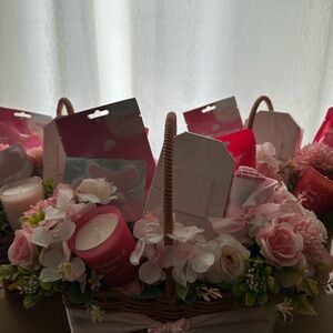 Pink Floral Gift Basket with 100ml kay ali perfume